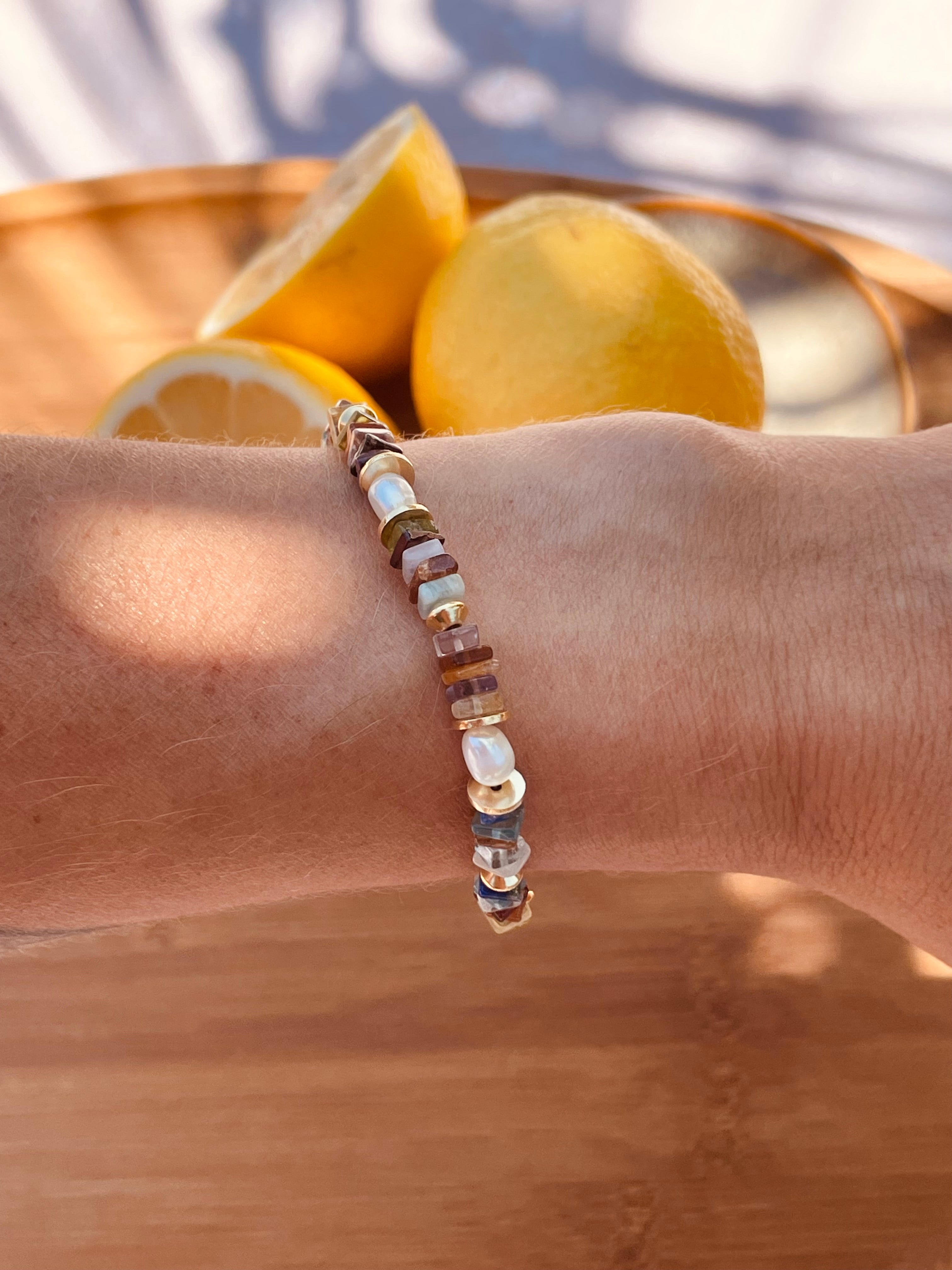 Bracelet perles naturelles et plaqué or Bahlïa Bijoux