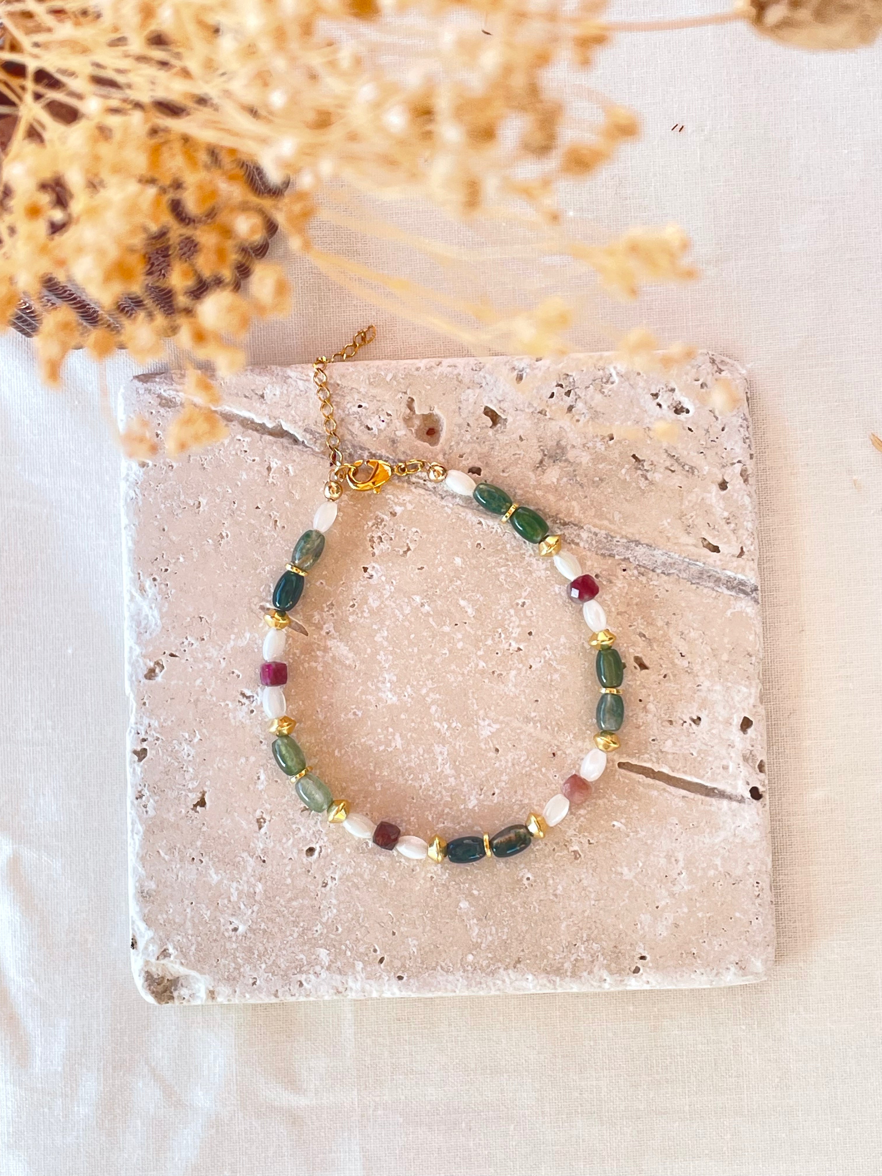 bracelet plaqué or et perles naturelles bahlïa bijoux
