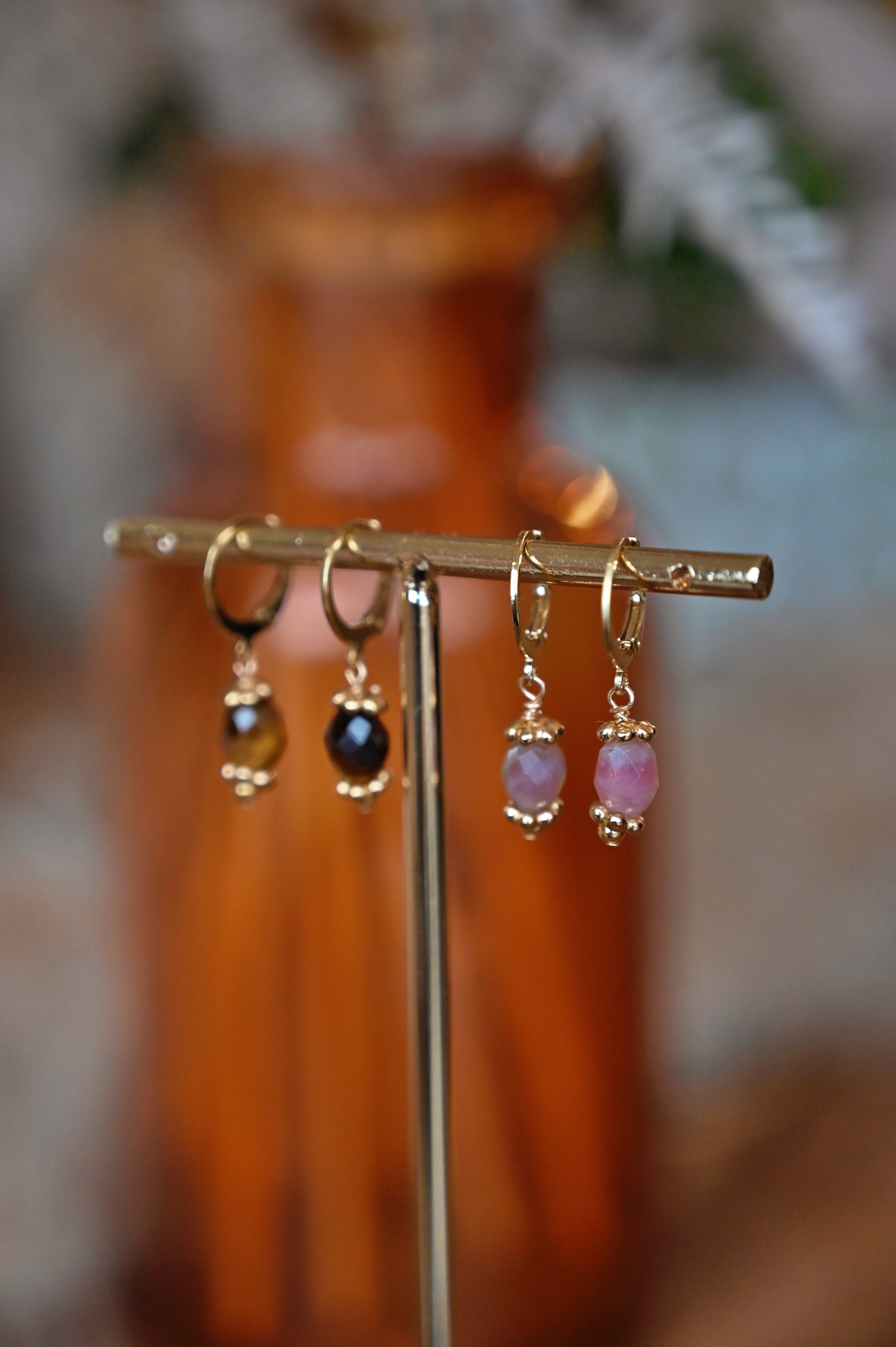 boucles d'oreilles plaqué or et perles naturelles